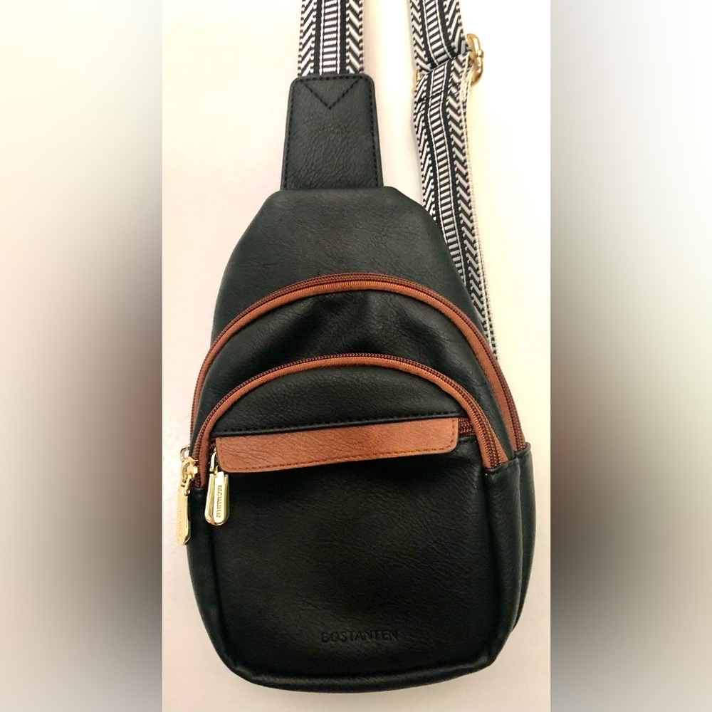 Black and Brown Crossbody Sling Bag